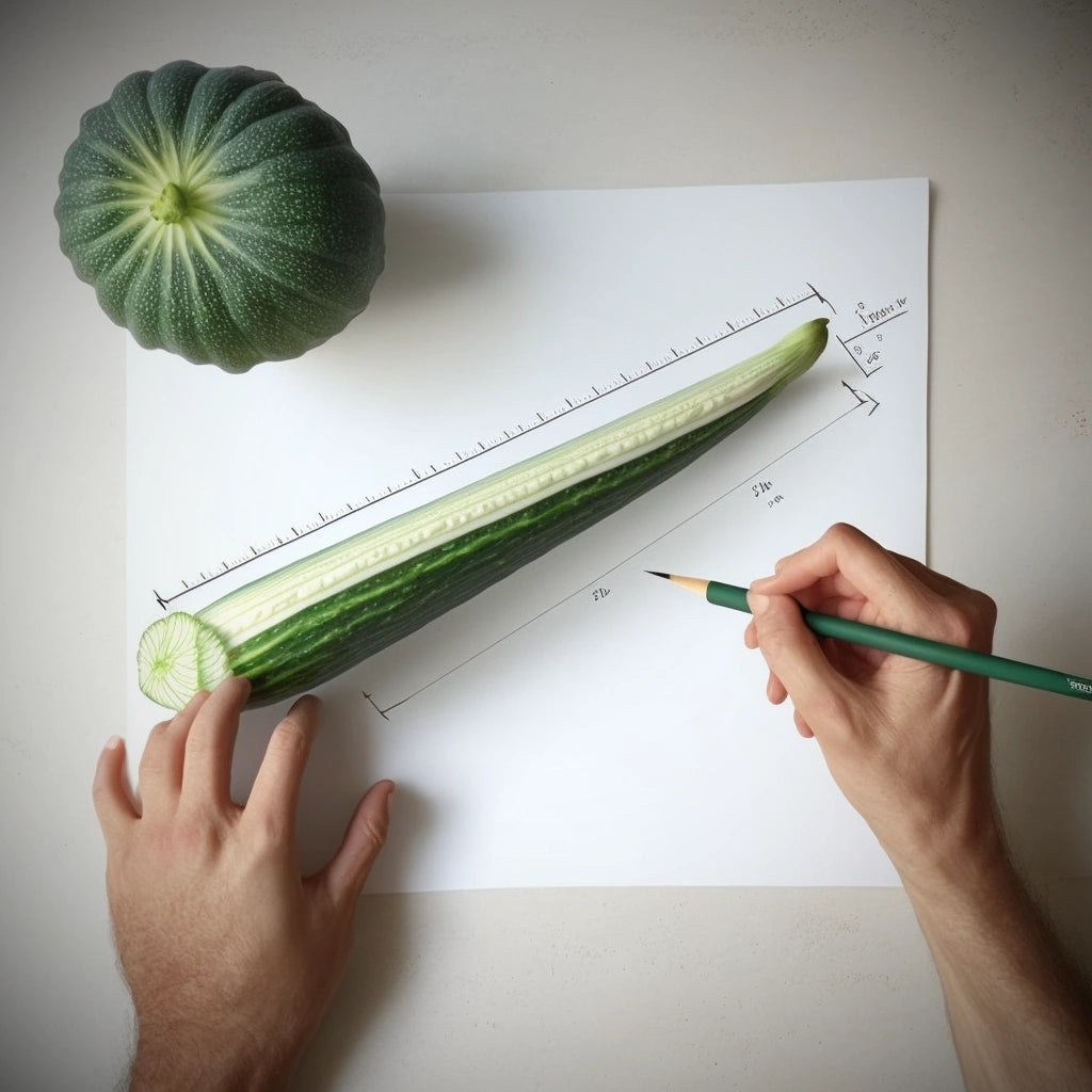 vegetables being measured with the ruler and pencil for portion control